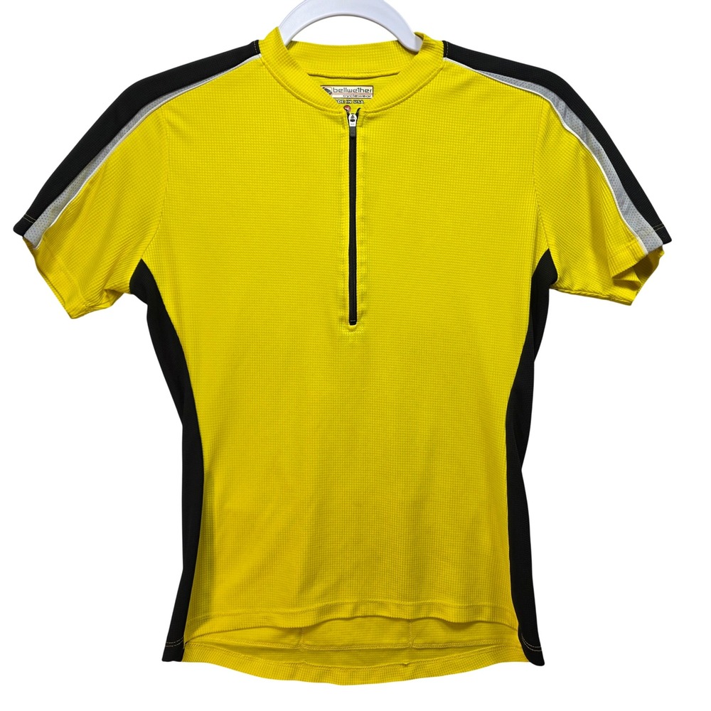 Bellwether Cyclewear Qtr Zip Cycling Jersey Womens M Yellow Black Pockets‎ USA